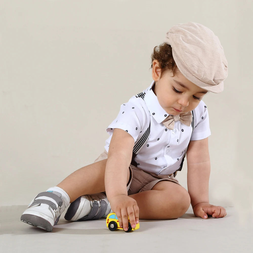 Baby Boy Clothing Suit Newborn Romper Bow Set Birthday Festival Gift Jumpsuit Hat Toddler Boys