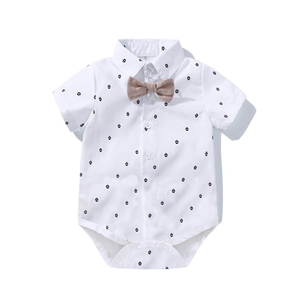  Baby Boy Clothing Suit Newborn Romper Bow Set Birthday Festival Gift Jumpsuit Hat Toddler Boys 
