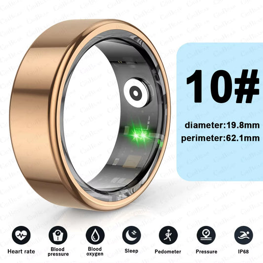 Android IOS Smart Ring Real Heart Rate Stainless Steel Swimming Waterproof Smart Ring  Jewelry 