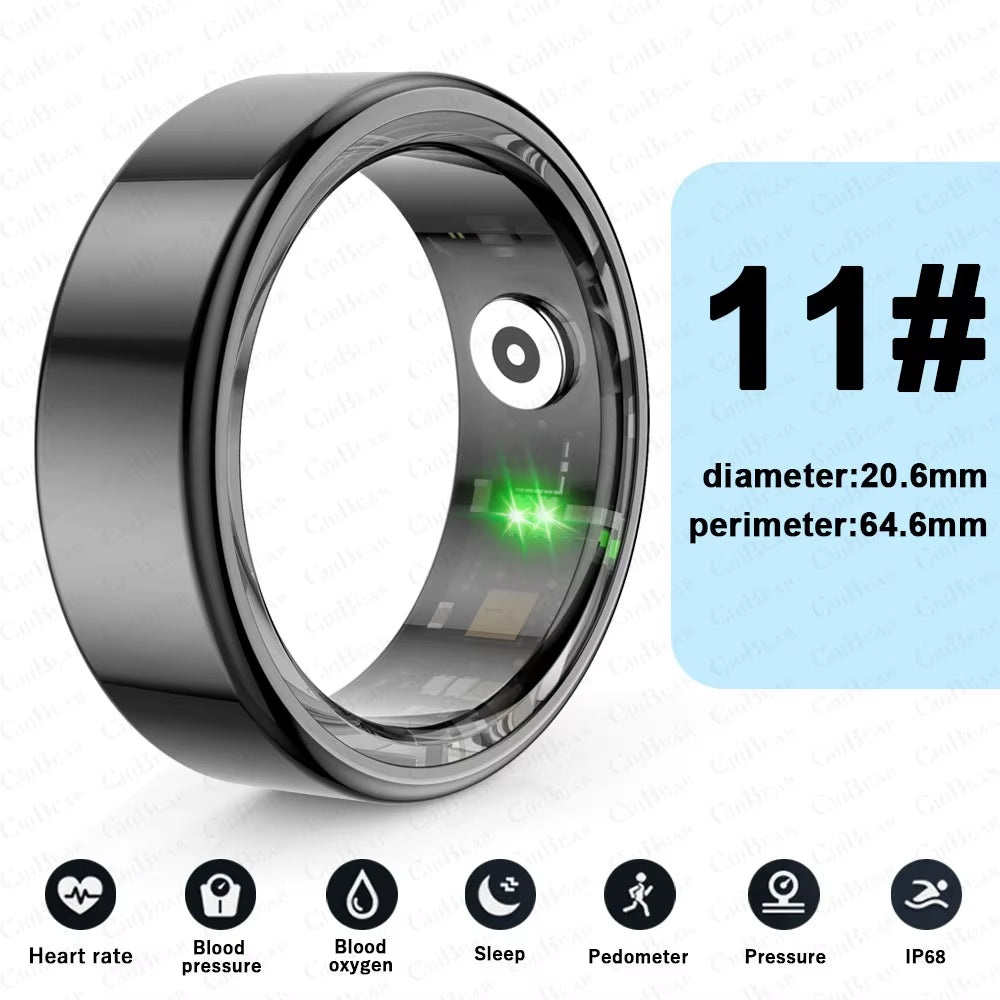 Android IOS Smart Ring Real Heart Rate Stainless Steel Swimming Waterproof Smart Ring  Jewelry 