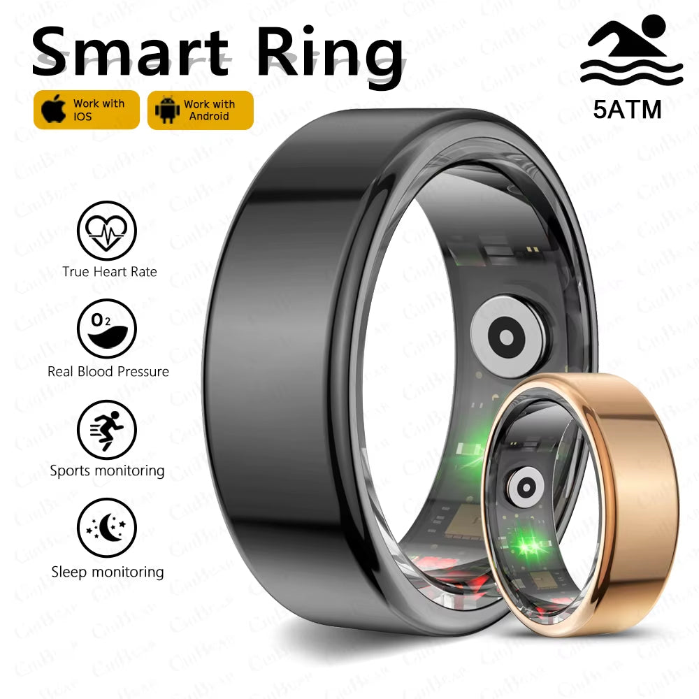 Android IOS Smart Ring Real Heart Rate Stainless Steel Swimming Waterproof Smart Ring  Jewelry 
