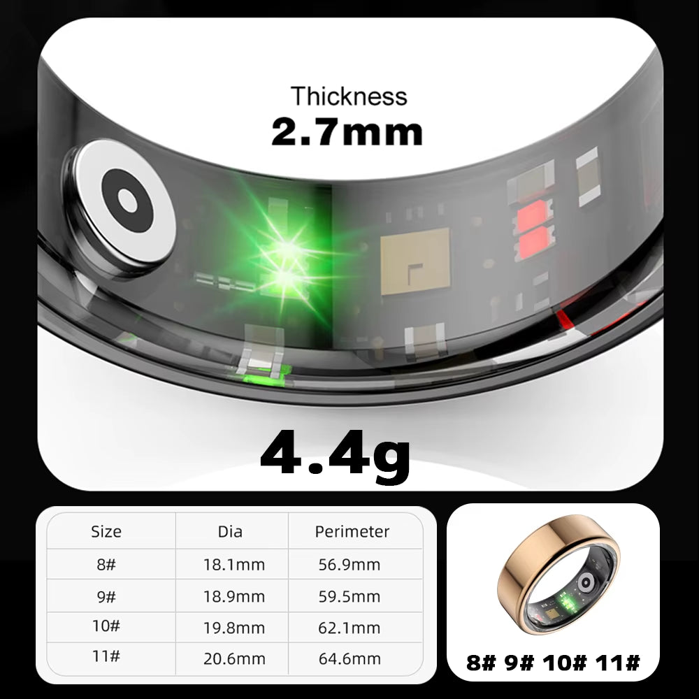 Android IOS Smart Ring Real Heart Rate Stainless Steel Swimming Waterproof Smart Ring  Jewelry 