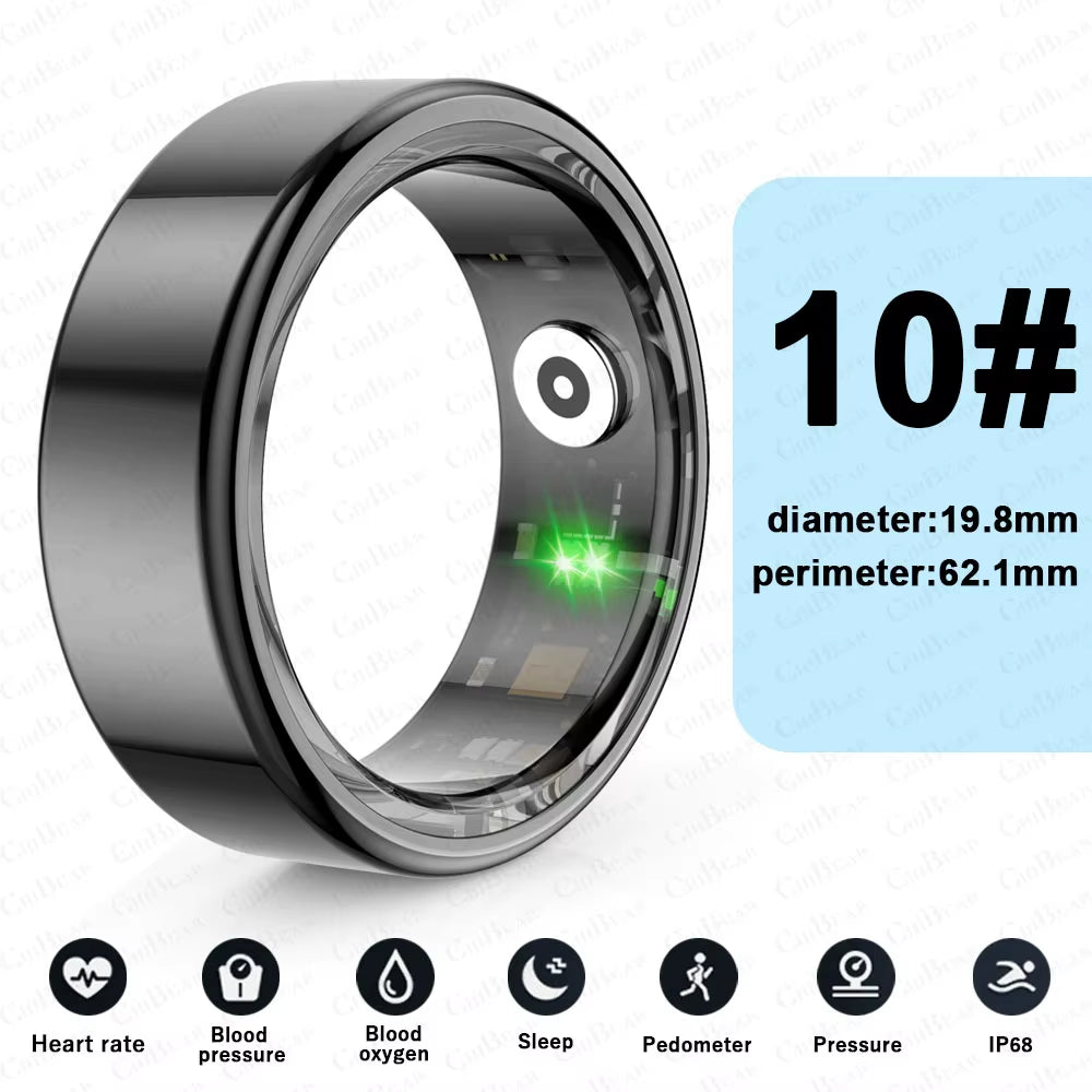 Android IOS Smart Ring Real Heart Rate Stainless Steel Swimming Waterproof Smart Ring  Jewelry 